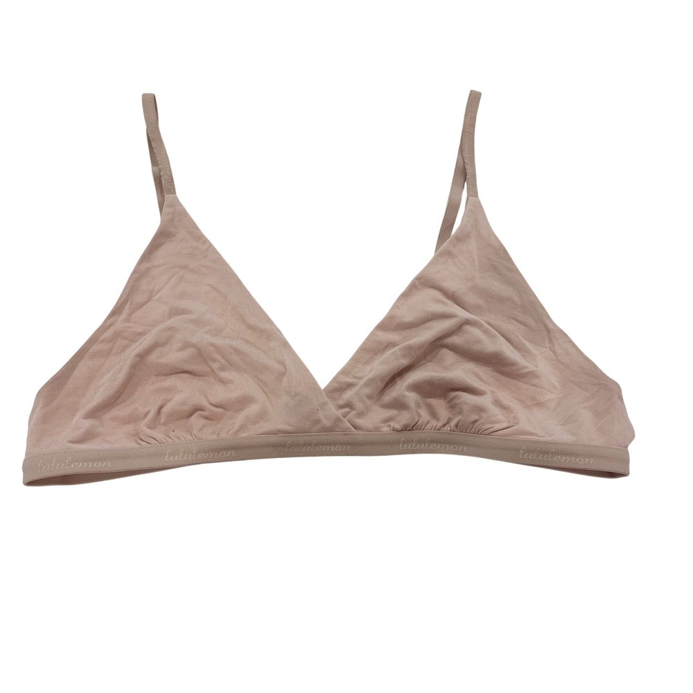 Lululemon Simply Strappy Bralette Light Pink Modal Triangle Bra Wireless LARGE